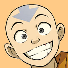 a picture of aang from avatar the last airbender smiling widely